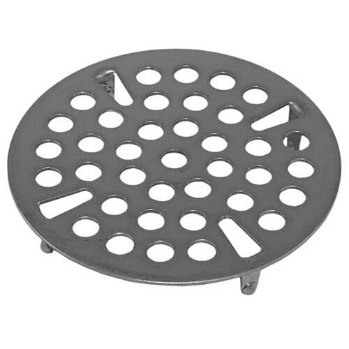 A metal circular All Points waste drain strainer with holes.