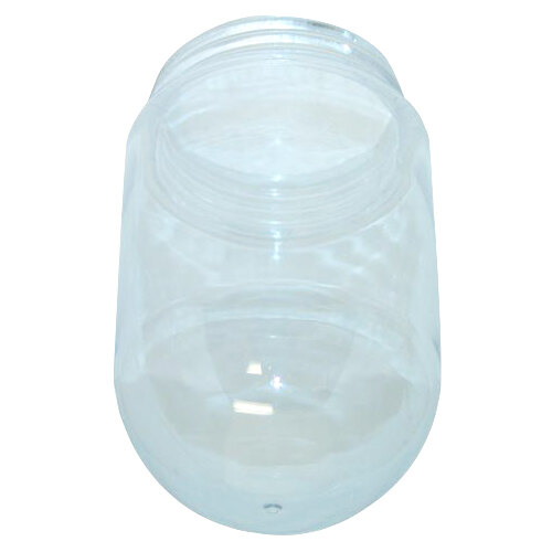 A clear plastic jar with a clear plastic globe lid on top.