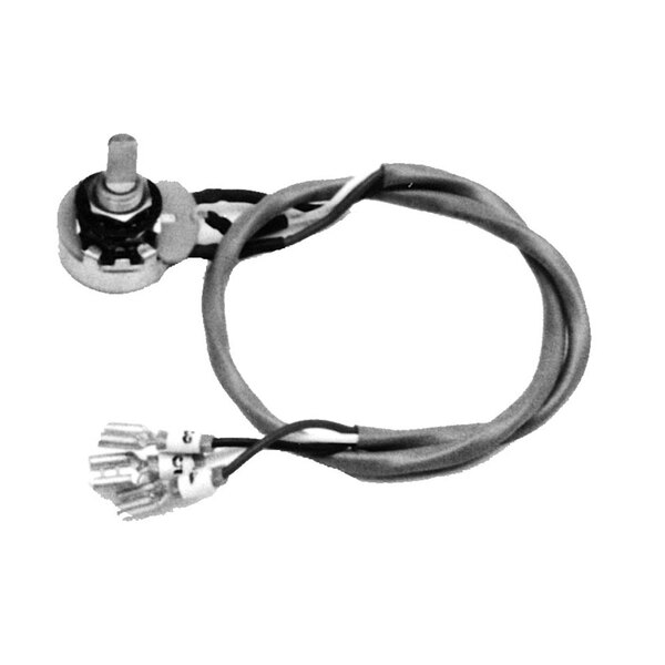 A black and white wire with metal connectors attached to a cable.