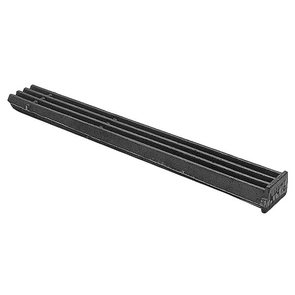 A black cast iron bar with three long bars and holes.