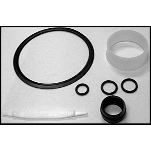 A close-up of various black and white rubber gaskets.