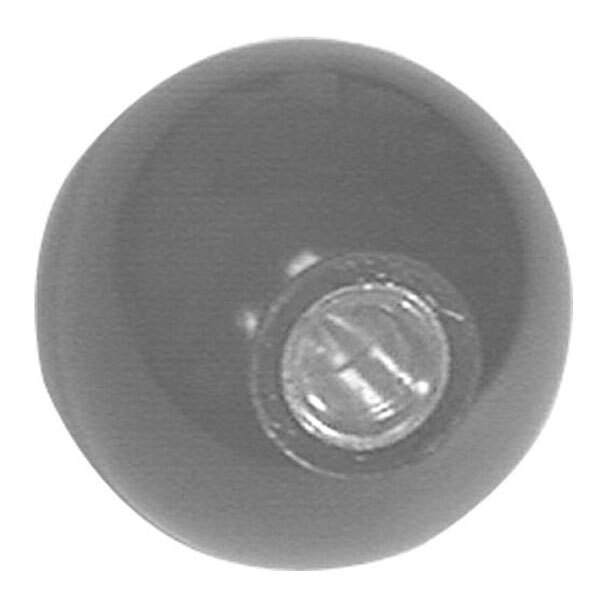 A black fryer ball knob with metal accents.