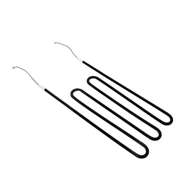 A black heating element with a pair of black wires.