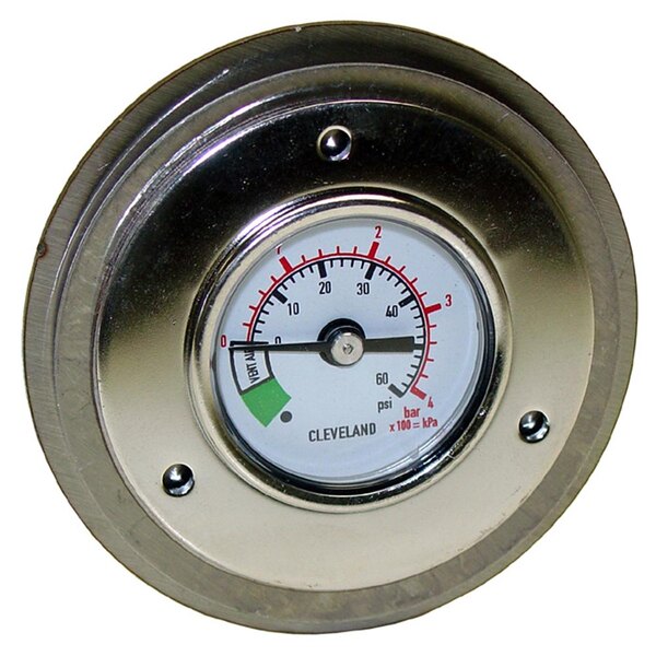A close-up of a round metal All Points pressure gauge.