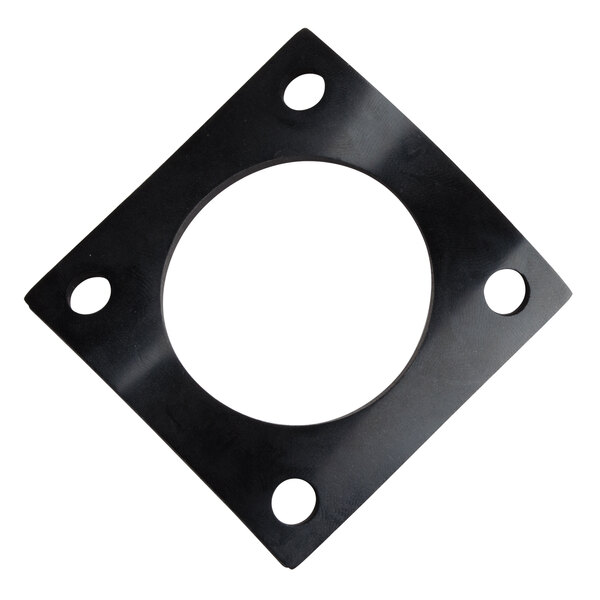 A black square Cleveland heating element gasket with holes.