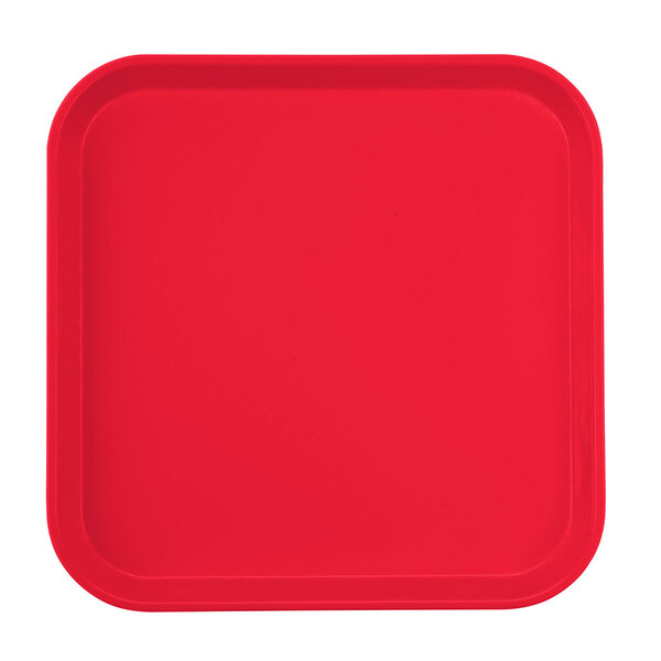 A red square Cambro fiberglass tray.