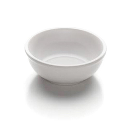 An Elite Global Solutions white melamine bowl on a white surface.