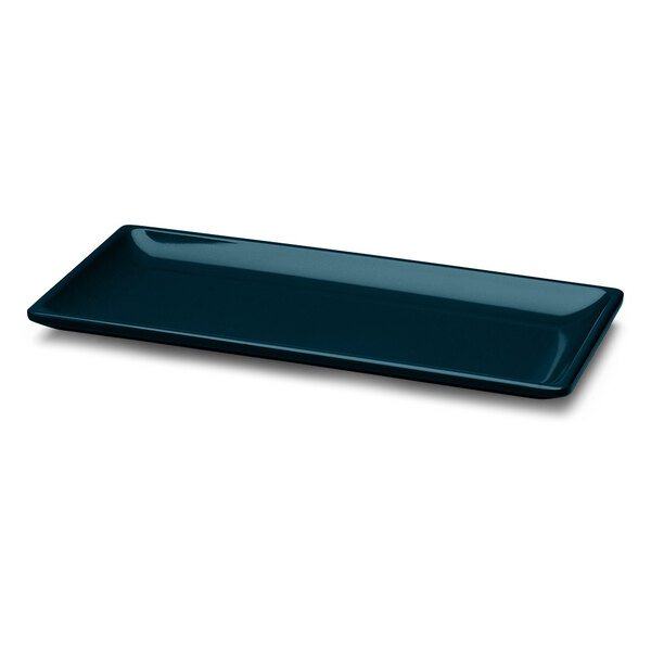 A rectangular dark blue Elite Global Solutions melamine platter.