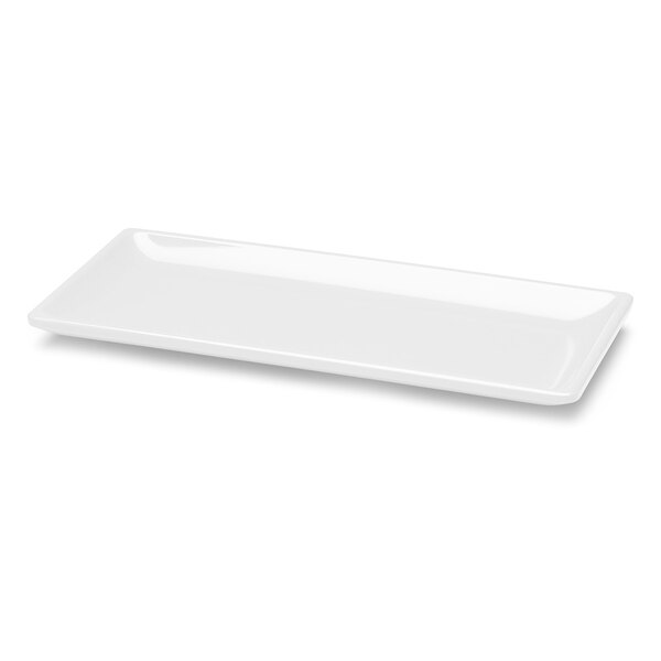 A white rectangular Elite Global Solutions melamine platter.