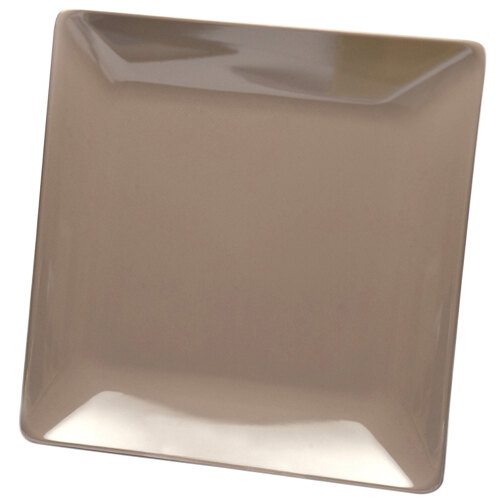 A square brown Elite Global Solutions melamine platter with a white surface.