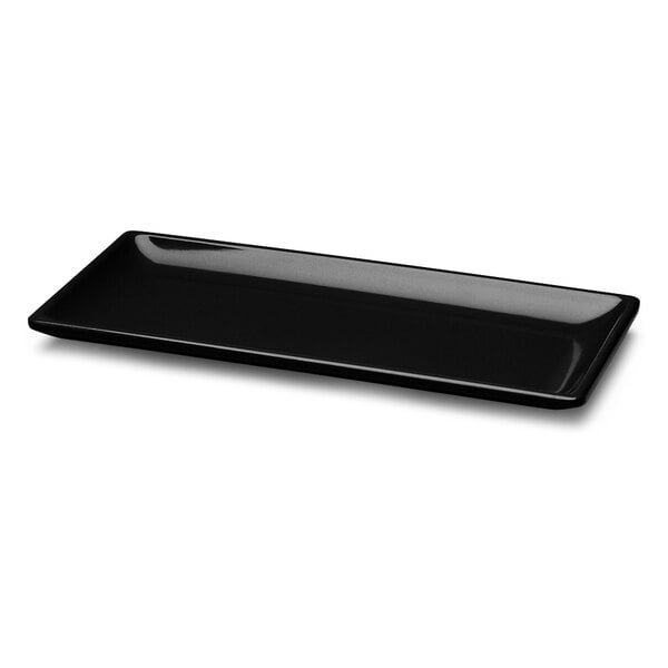 A black rectangular Elite Global Solutions melamine tray.