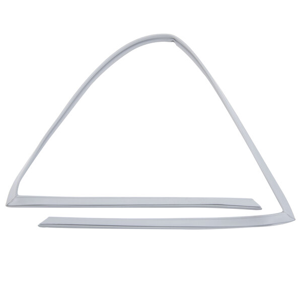 A white triangle shaped Cornelius bin door gasket.