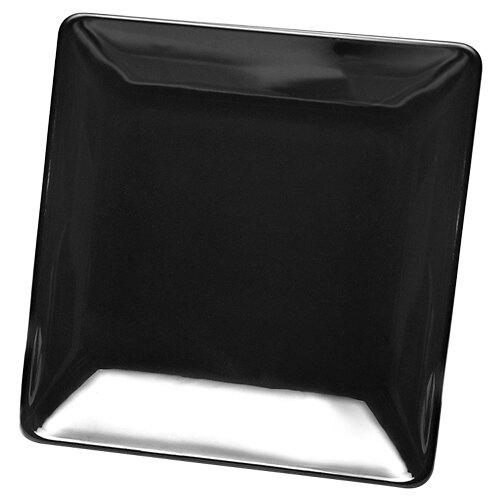 A black square melamine platter with a white border.