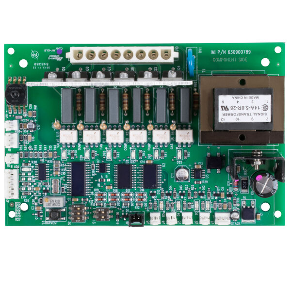 A green Cornelius control board with a computer chip and many small components.