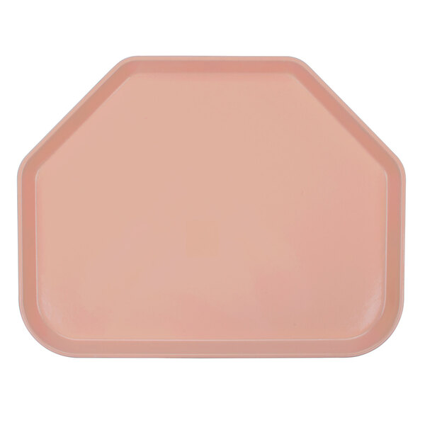A dark peach trapezoid shaped tray with a white background.