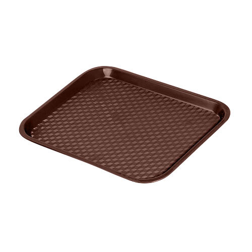 A brown square tray with a textured surface.