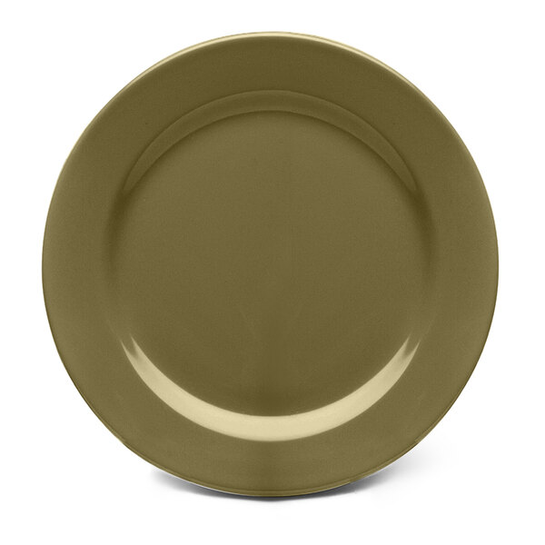 A close-up of an Elite Global Solutions Urban Naturals Lizard melamine plate with a brown circular pattern.