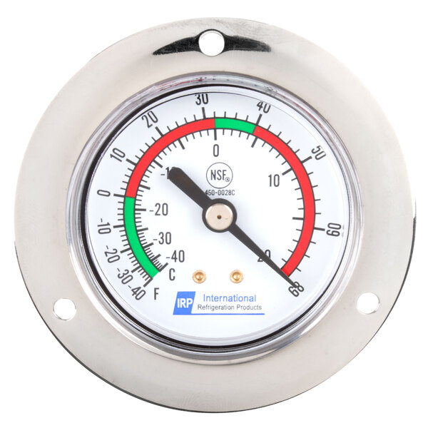 A Replacement remote vapor tension thermometer with a red and green circular dial.