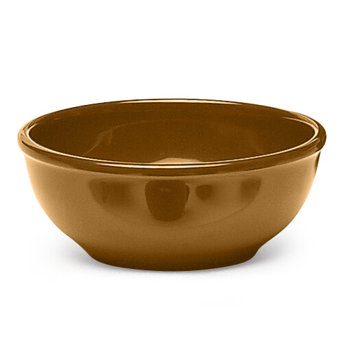 A brown Elite Global Solutions melamine bowl.