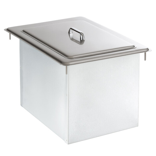 A Delfield stainless steel ice chest with cover.