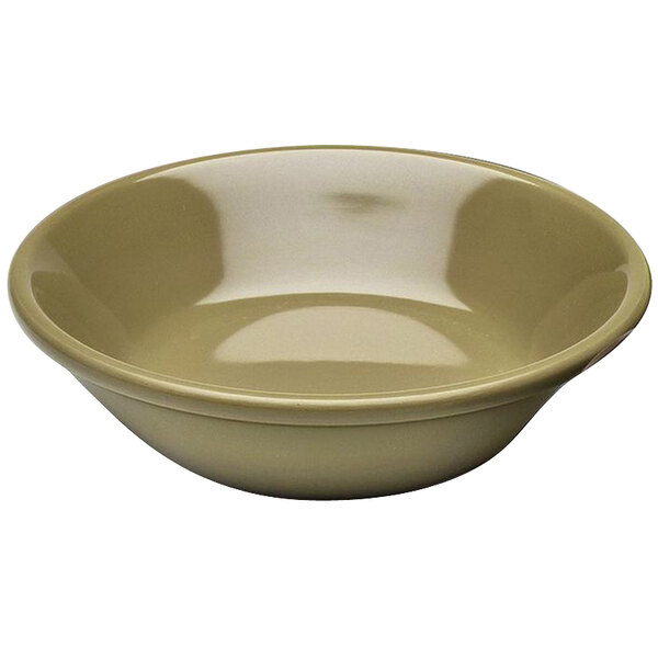 An Elite Global Solutions melamine monkey bowl with a beige color.