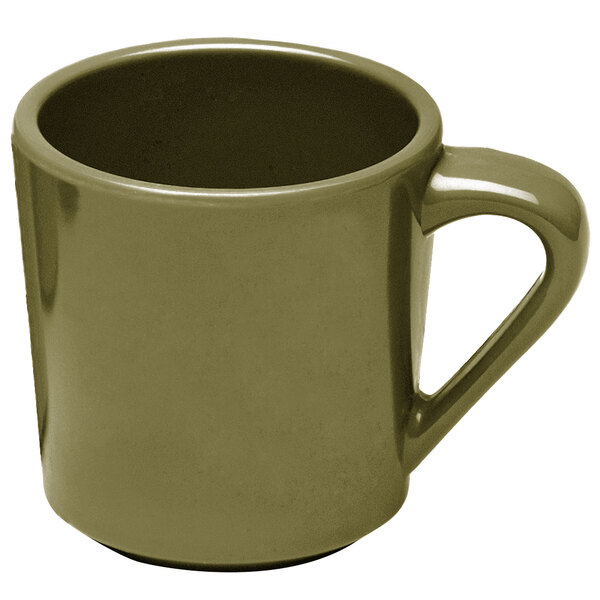 An Elite Global Solutions Lizard melamine coffee mug with a handle in beige.