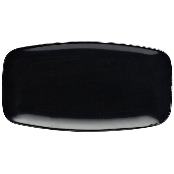 A black rectangular platter.