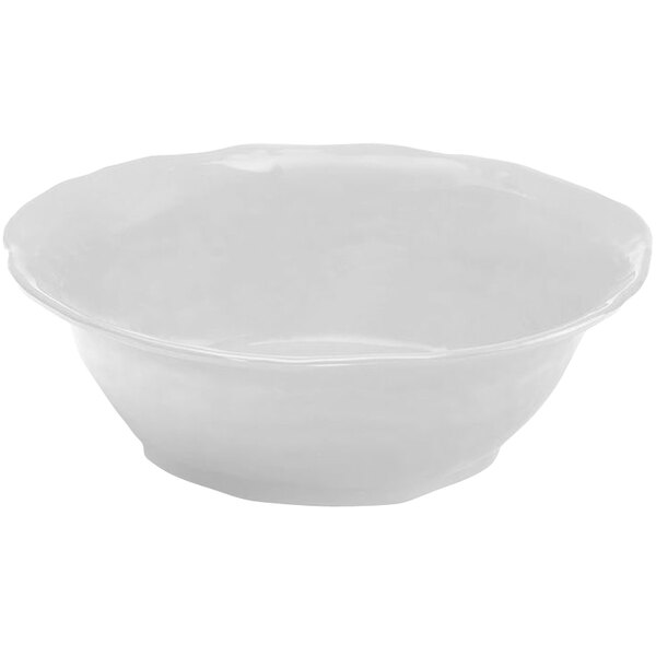 A white flared round melamine bowl with a small rim.