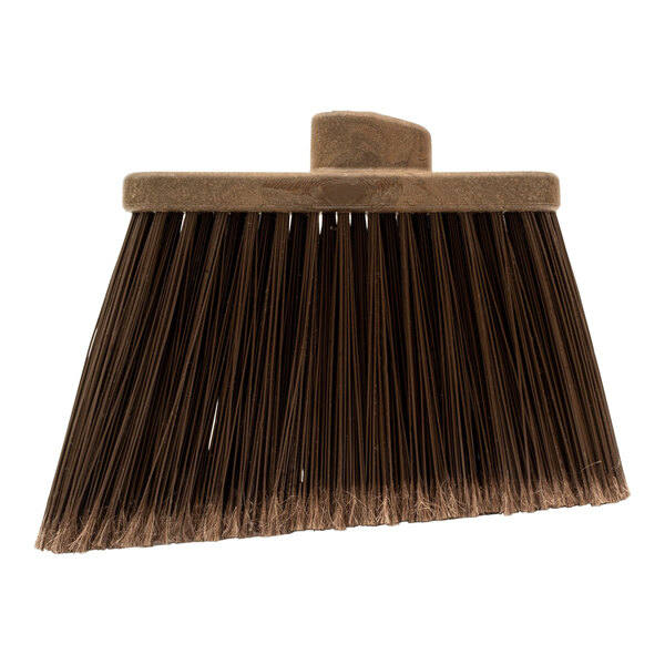 A Carlisle medium duty broom head with brown flagged bristles.