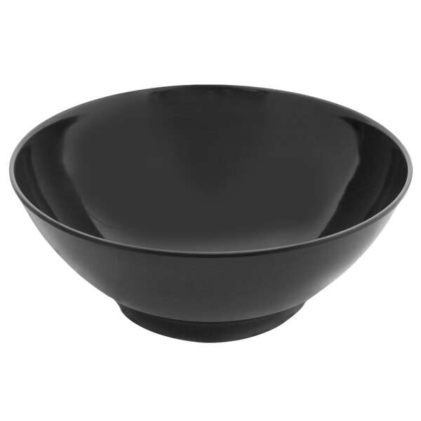 An Elite Global Solutions black melamine round bowl.