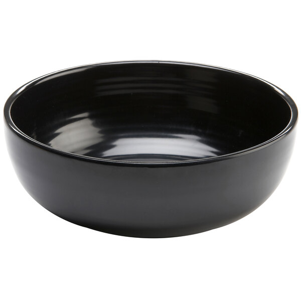 A black bowl with a white background.