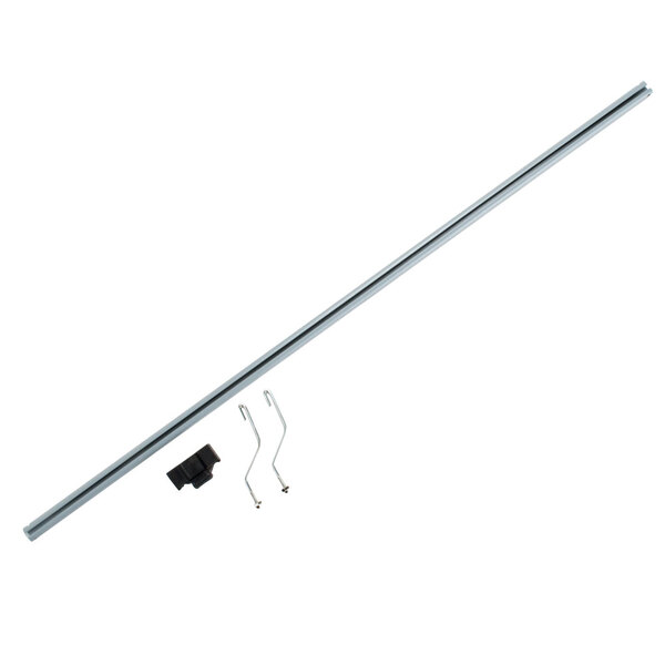 A metal rod with a black connector.