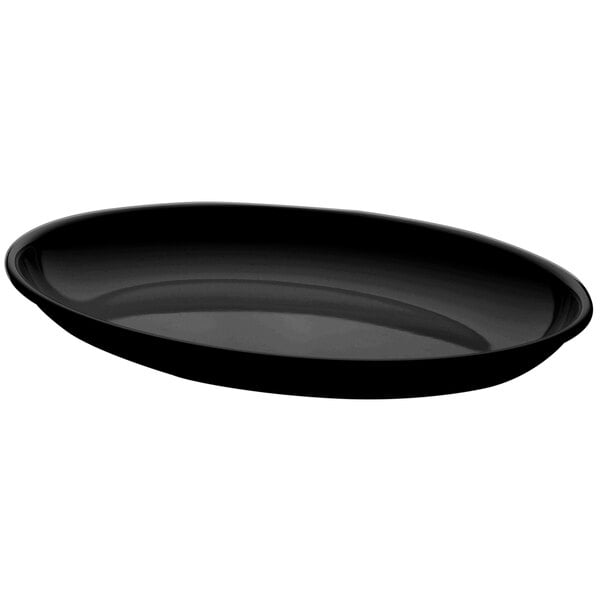 A black oval Elite Global Solutions melamine platter.