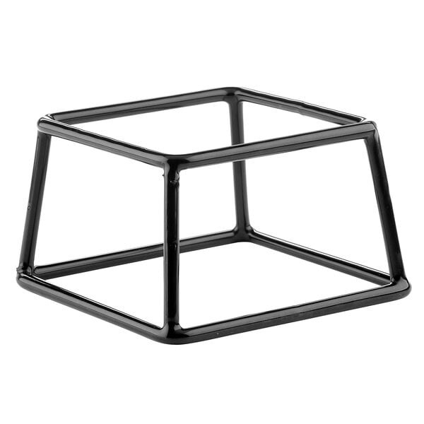 A black metal square stand.
