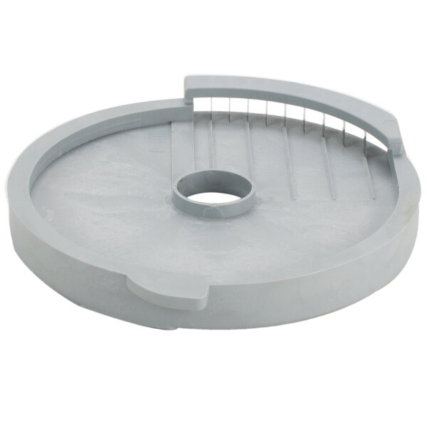 A grey circular Robot Coupe 3/8" French Fry Dicing Grid.