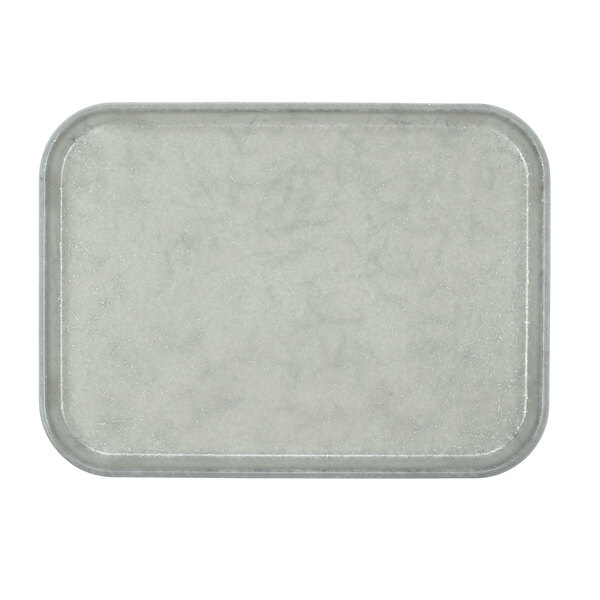 A white rectangular Cambro tray with a gray surface.