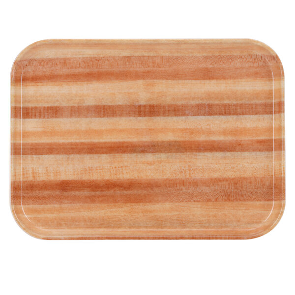 A rectangular wooden tray with a striped pattern.