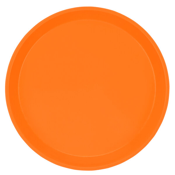 An orange Cambro fiberglass tray with a white background.