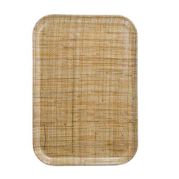 A rectangular Cambro tray insert with a woven surface.