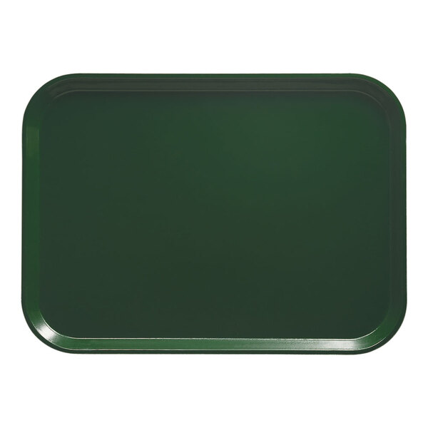 A green Cambro rectangular tray with a black border.