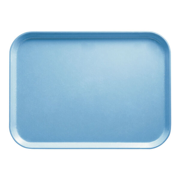 A rectangular blue tray with a white border.