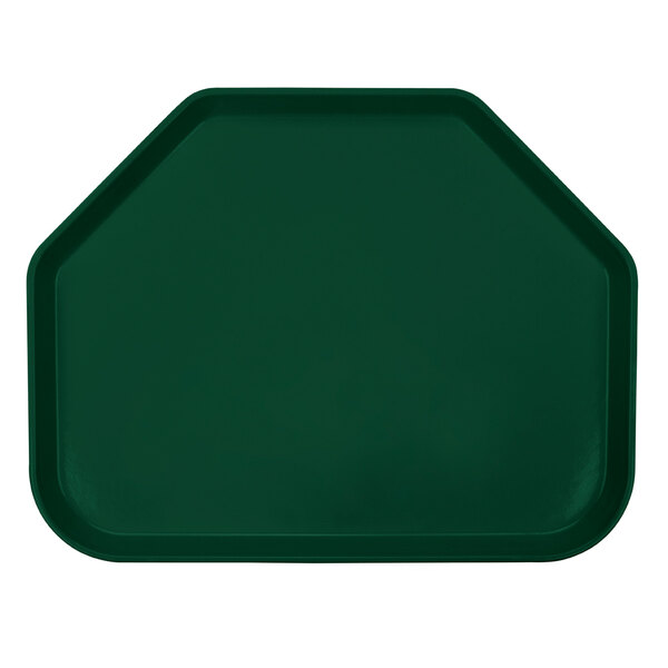 A green trapezoid-shaped tray with a white border.