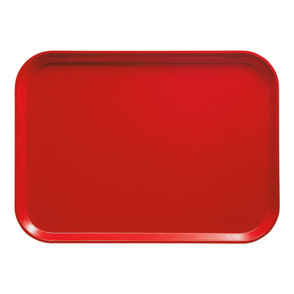 A red rectangular Cambro tray.