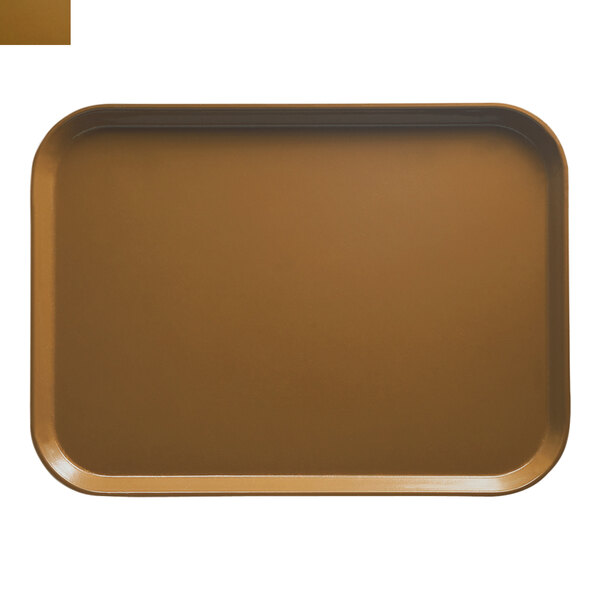 A brown rectangular Cambro Camtray with a suede texture.