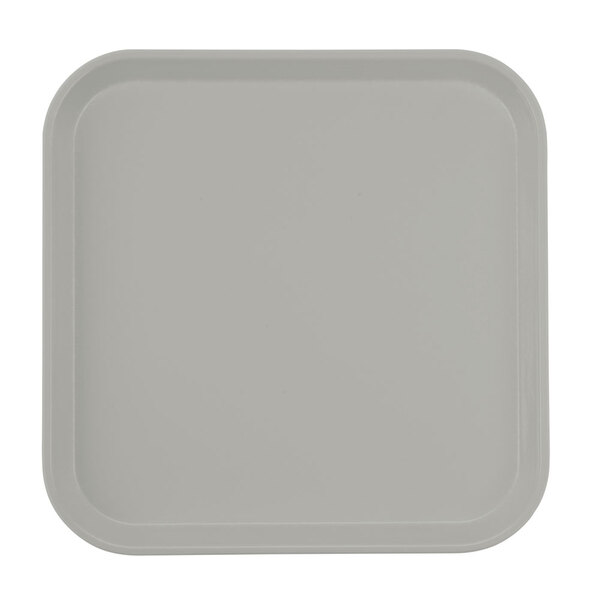 A taupe square Cambro tray with a white background.