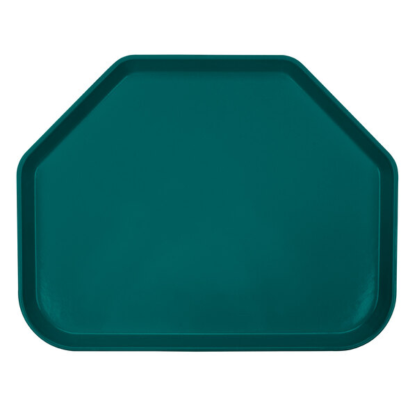 A teal trapezoid shaped tray.
