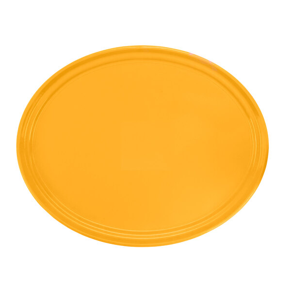 A yellow oval Cambro tray.