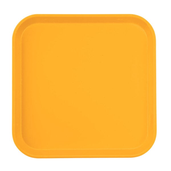 A yellow square tray with a black border.