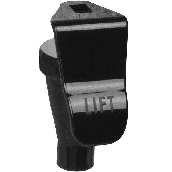 A black plastic lift lever with the word "lift" on it.