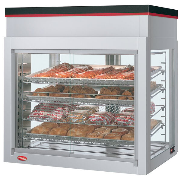 A Hatco Flav-R-Savor large capacity countertop display case with food in it.